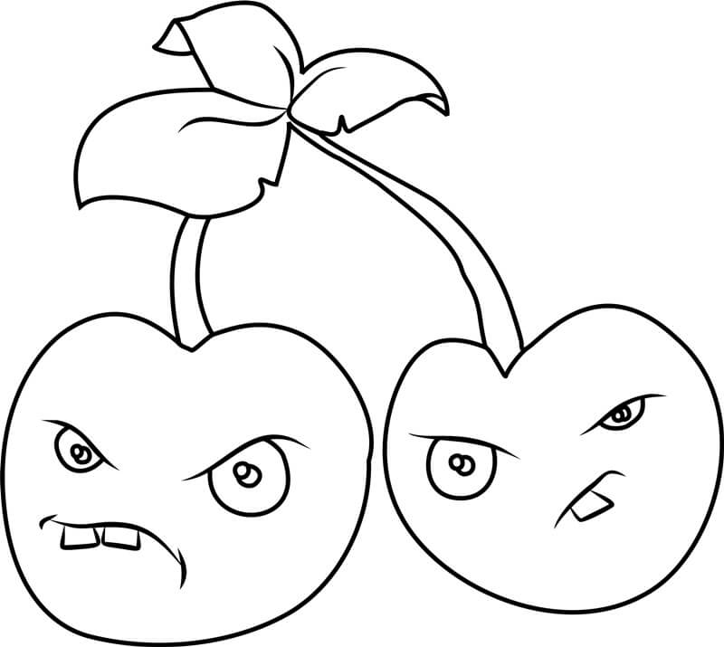 dibujo bomba de cereza en plants vs zombies colorear