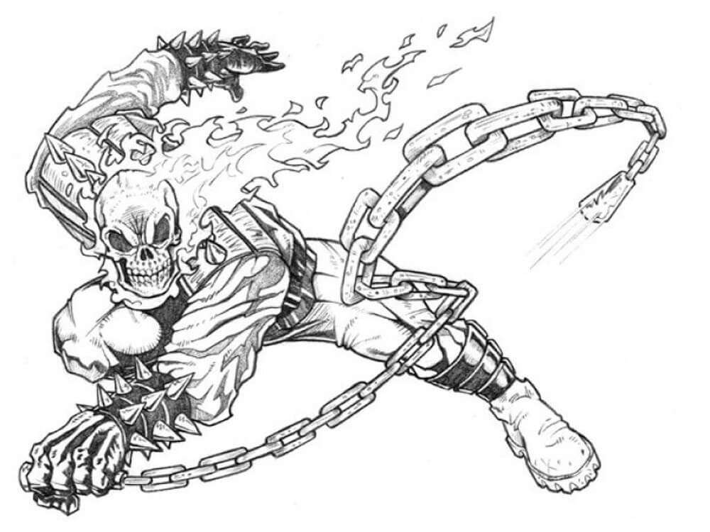 dibujo buen jinete fantasma para imprimir y colorear