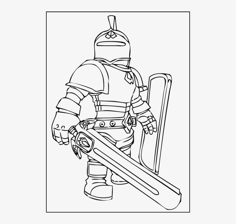 dibujo caballero roblox con espada para colorear
