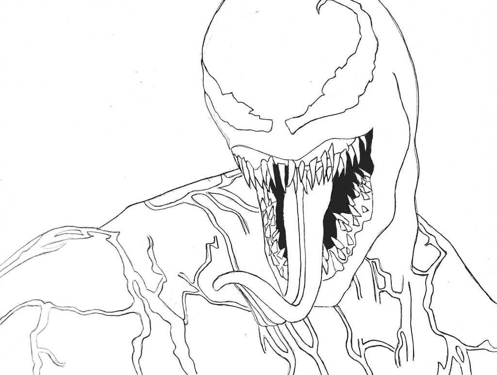 dibujo cara venom para imprimir y colorear 