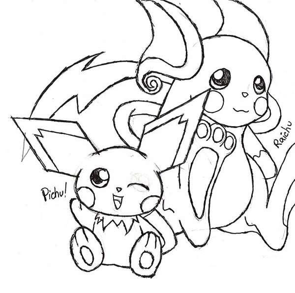 dibujo dibujando a pichu y rachu para colorear