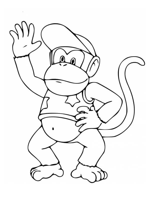 dibujo diddy kong mano imprimir y colorear