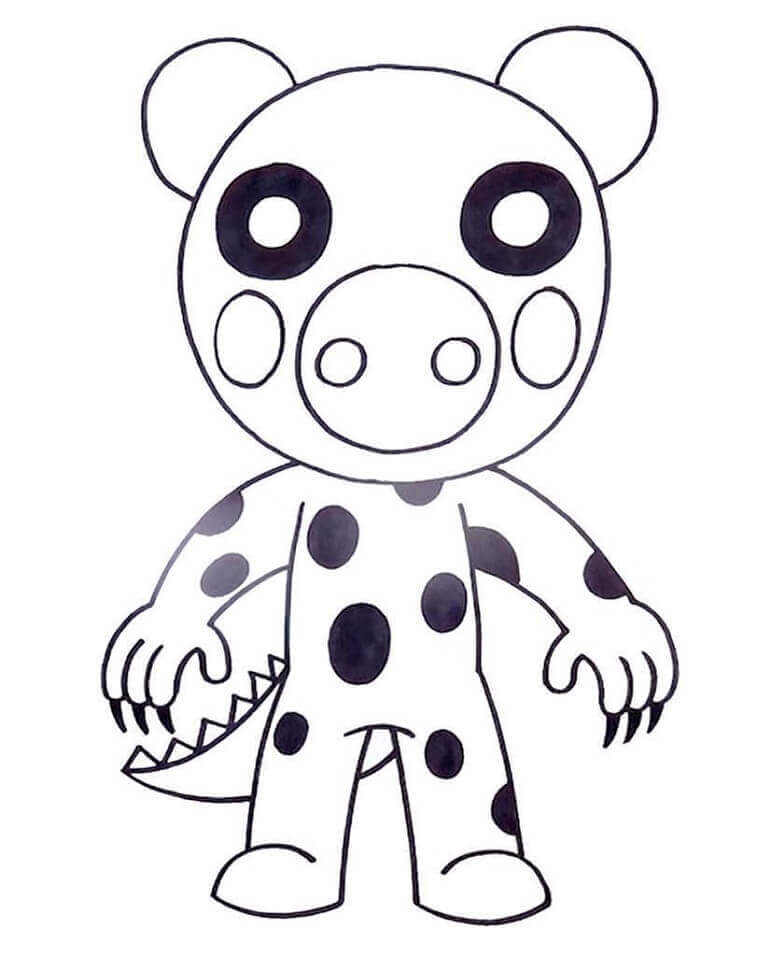 dibujo dinopiggy roblox para colorear