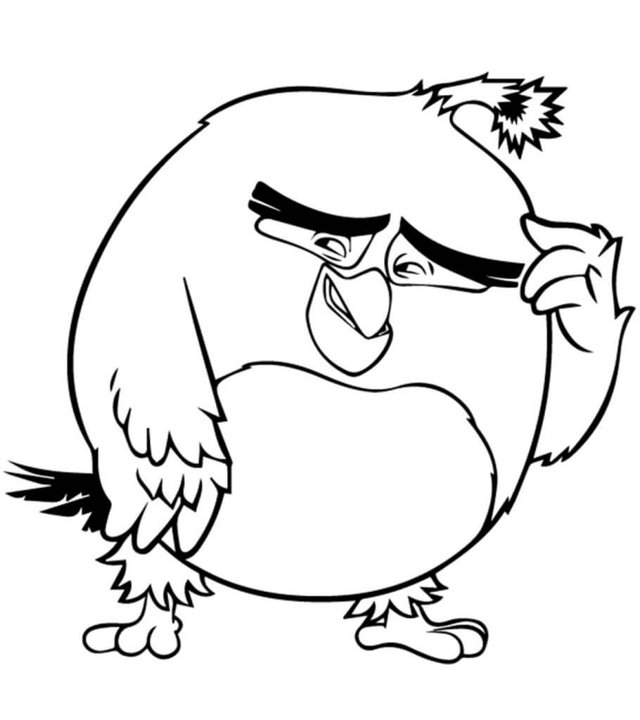 dibujo divertido pajaro rojo de angry birds para imprimir y colorear