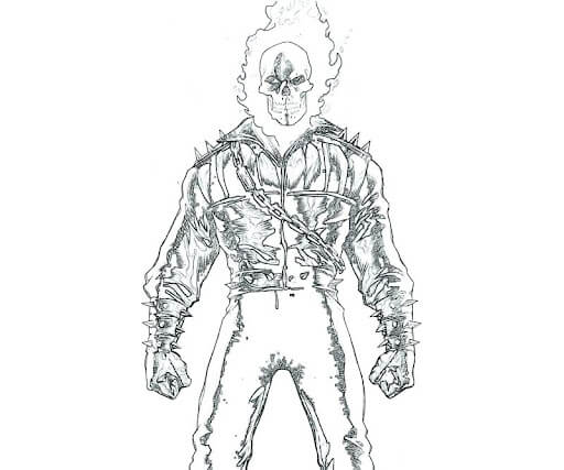 dibujo el jinete fantasma impresionante para imprimir y colorear