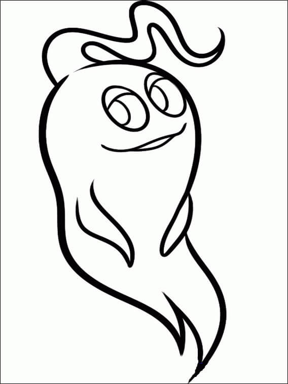 dibujo fantasma sonriendo en pacman colorear