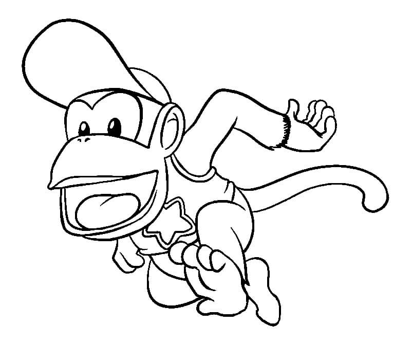 dibujo feliz diddy kong imprimir y colorear