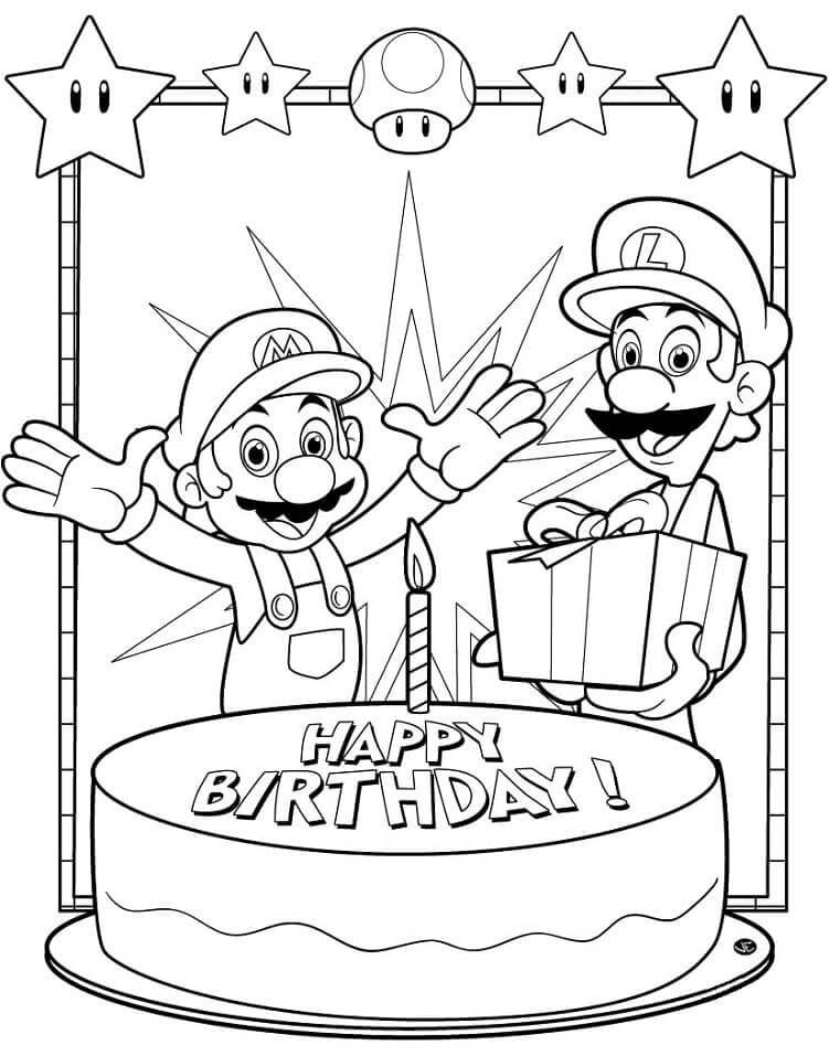 dibujo feliz mario imprimir y colorear