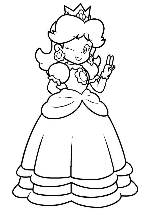dibujo feliz princesa melocoton imprimir y colorear
