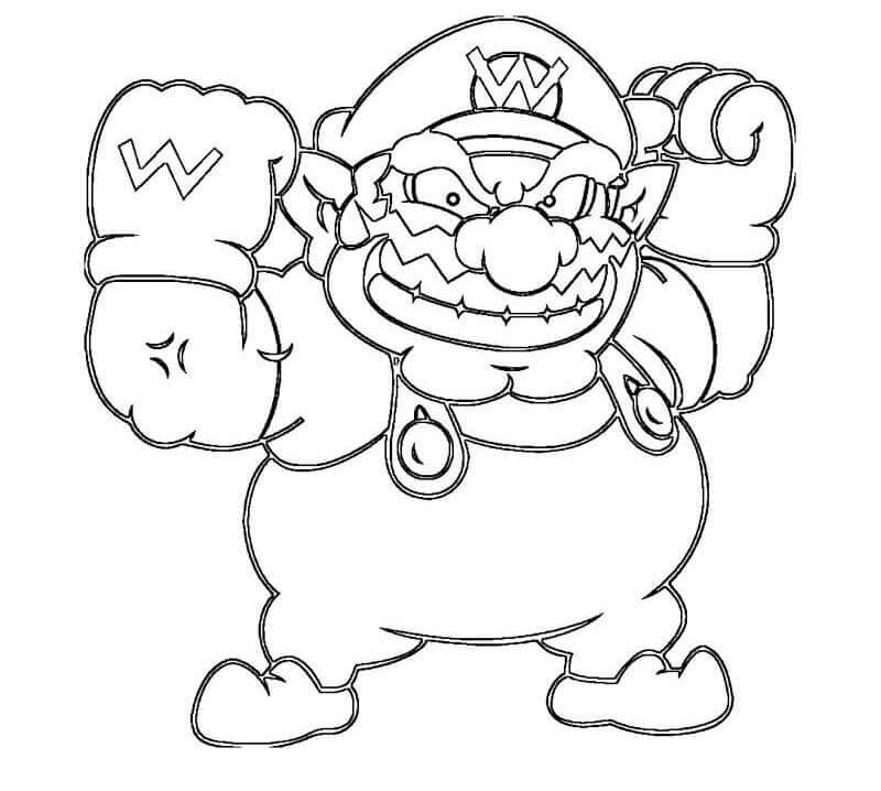dibujo fuerte wario para colorear