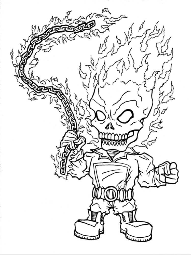 dibujo genial jinete fantasma de chibi para imprimir y colorear