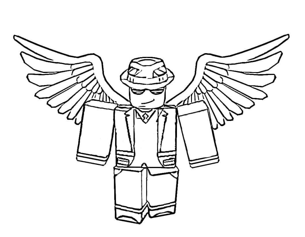 dibujo genial personaje con alas de roblox para colorear