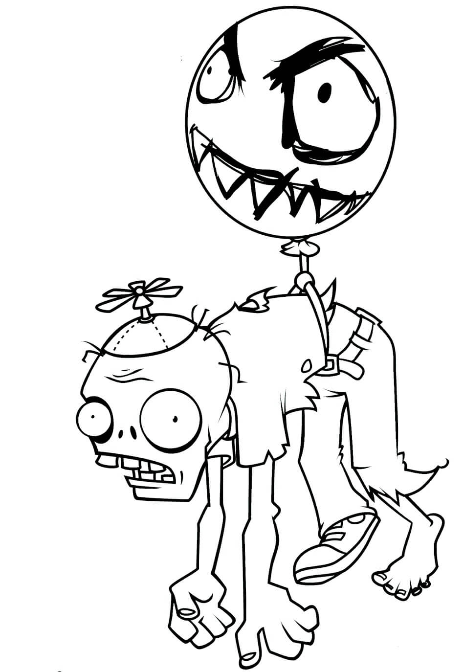 dibujo globo zombie en plants vs zombies colorear