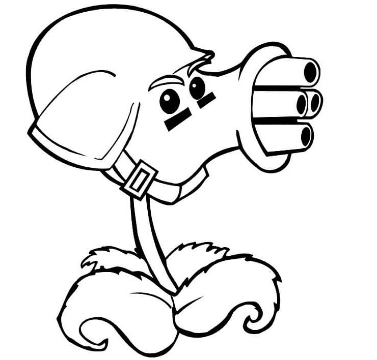 dibujo guisante gatling en plantas vs zombies colorear