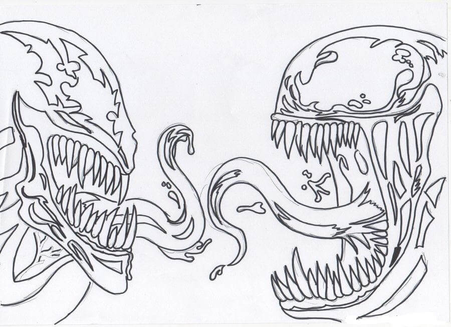 dibujo jefes de carniceria y venom para imprimir y colorear 