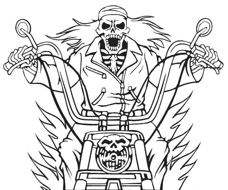 dibujo jinete fantasma aterrador para imprimir y colorear