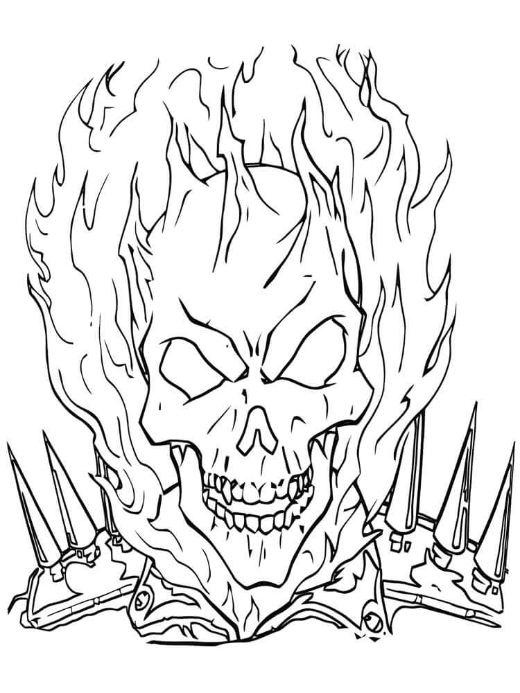 dibujo jinete fantasma cabeza para imprimir y colorear