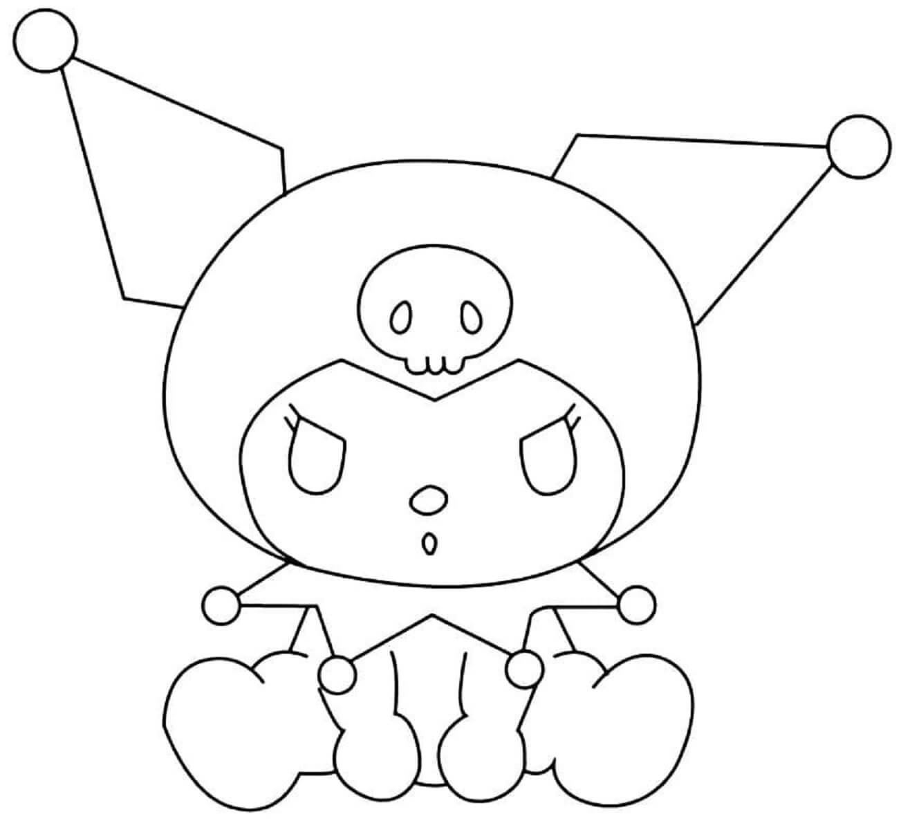 dibujo kuromi sentado para colorear