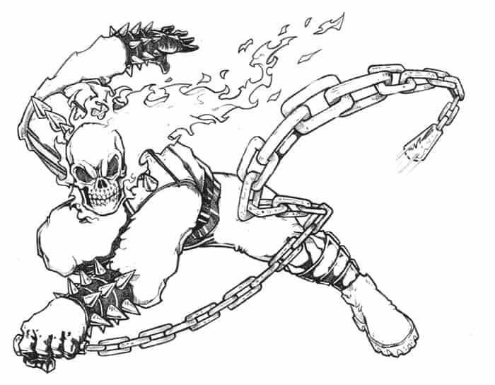 dibujo lucha contra el jinete fantasma para imprimir y colorear