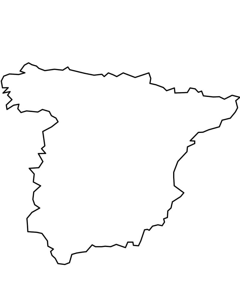 dibujo mapa de contorno de espana para colorear