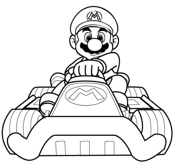 dibujo mario coche imprimir y colorear