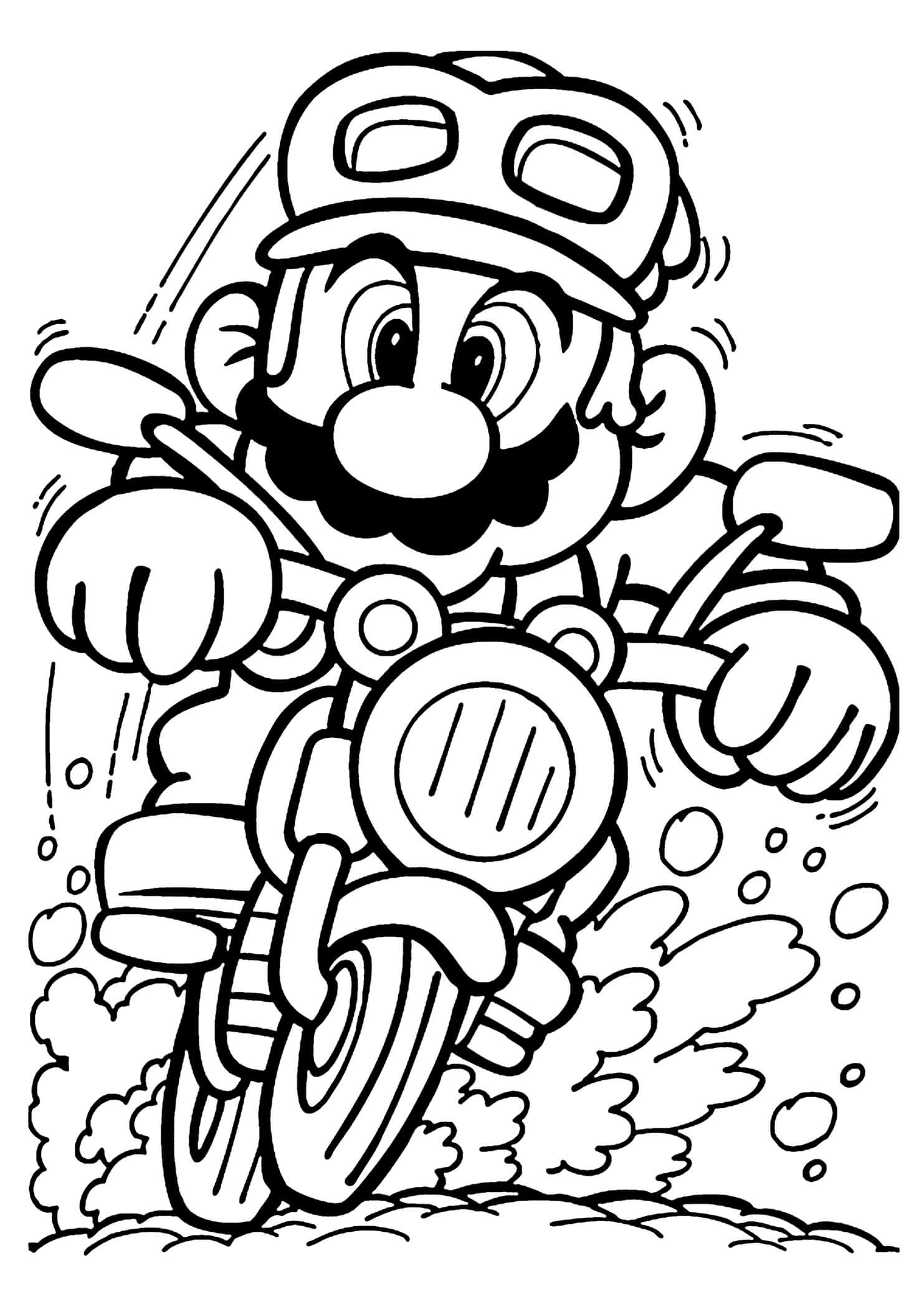 dibujo mario conduciendo moto imprimir y colorear