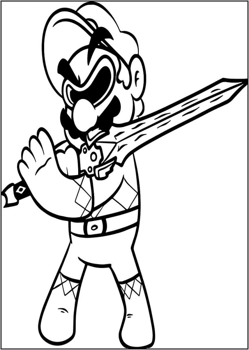 dibujo mario espadachin imprimir y colorear