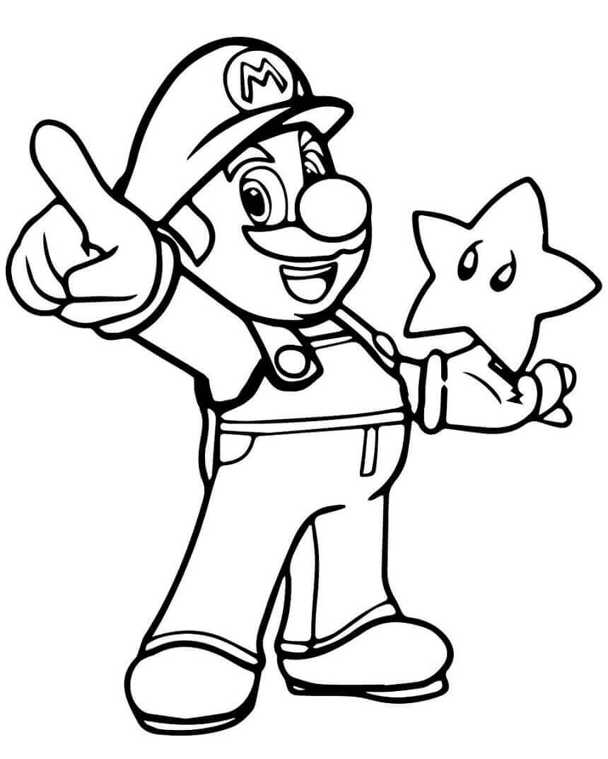 dibujo mario estrella imprimir y colorear