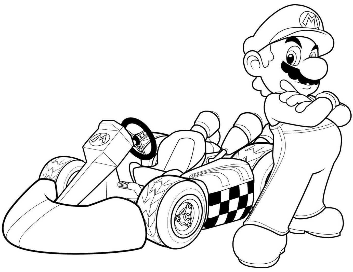 dibujo mario kart wii para imprimir y colorear