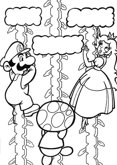 dibujo mario rescata princesa imprimir y colorear
