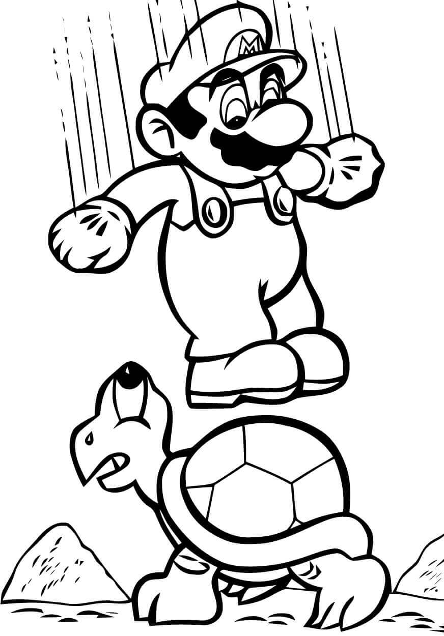 dibujo mario saltando imprimir y colorear