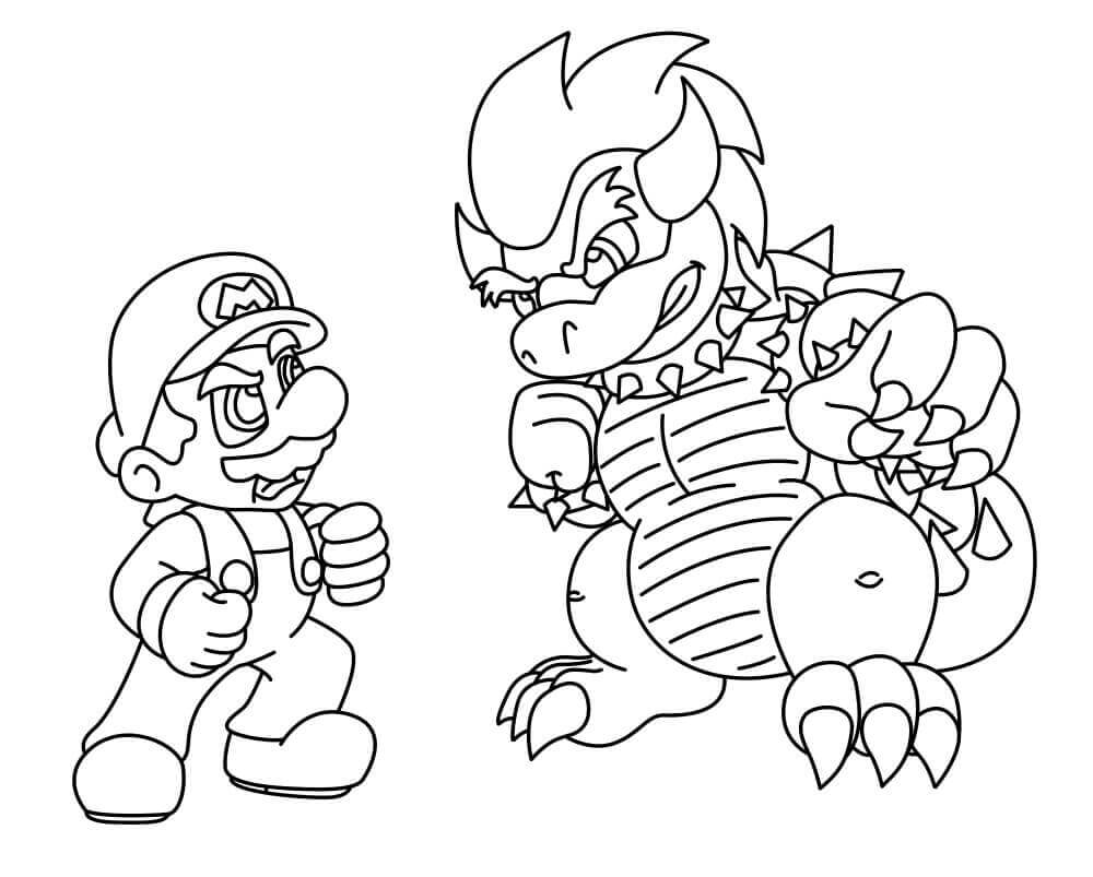 dibujo mario vs bowser imprimir y colorear