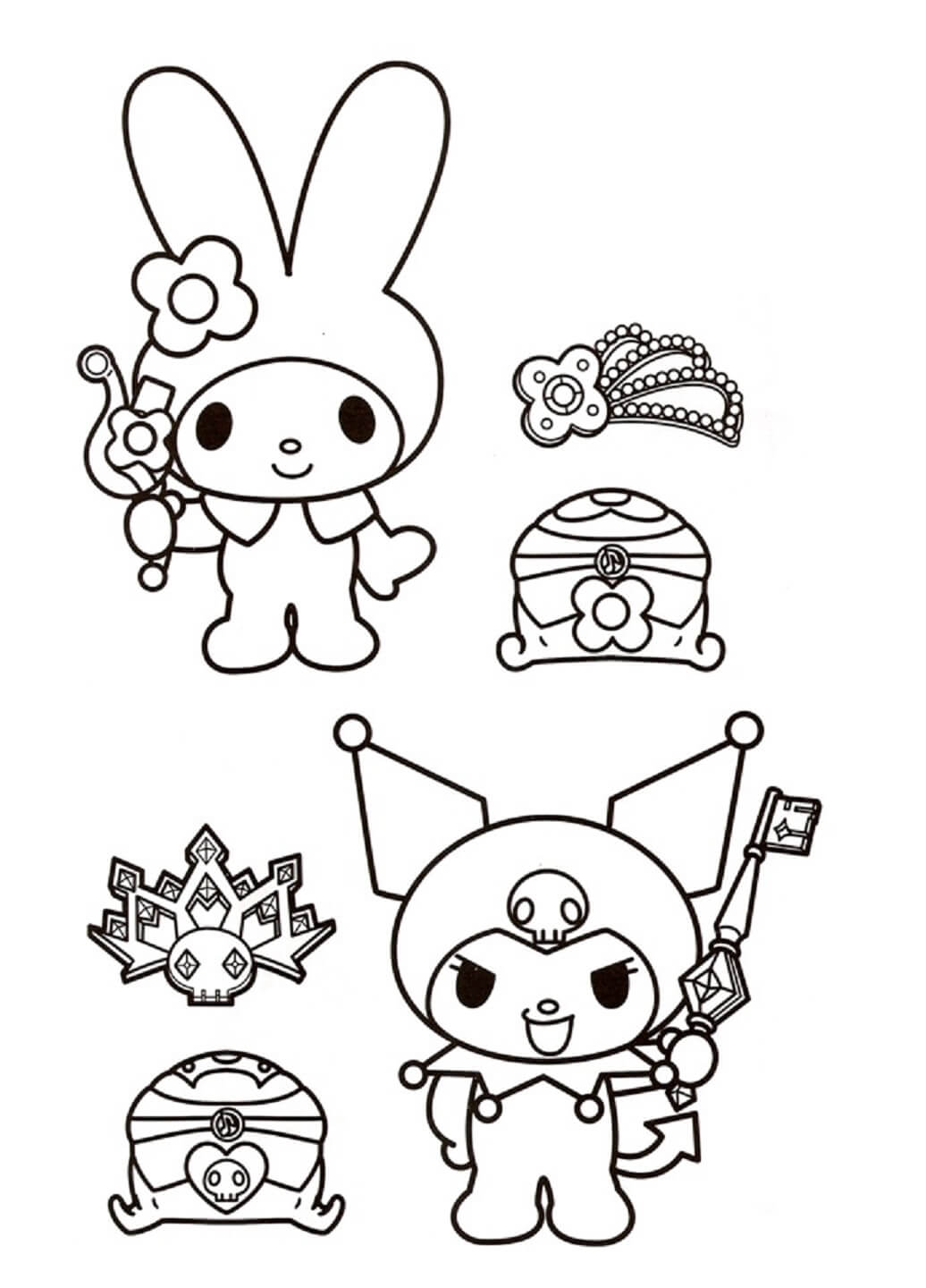 dibujo mi melodia y kuromi para colorear
