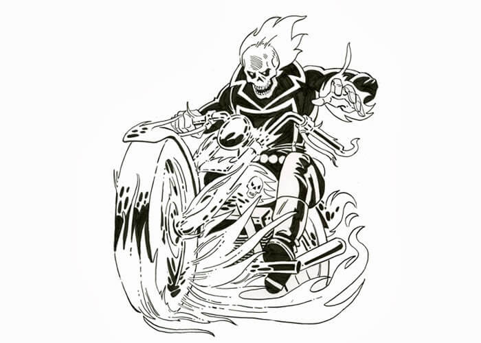 dibujo motocicleta ghost rider para imprimir y colorear