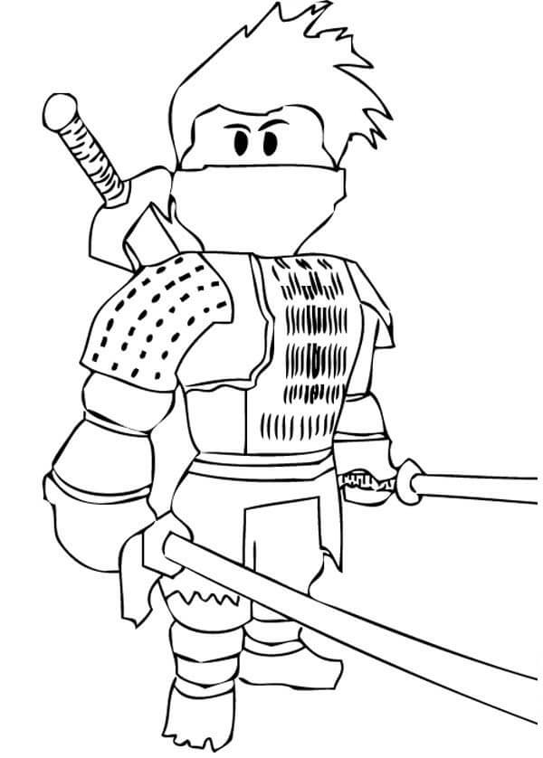 dibujo ninja roblox tiene dos espadas para colorear