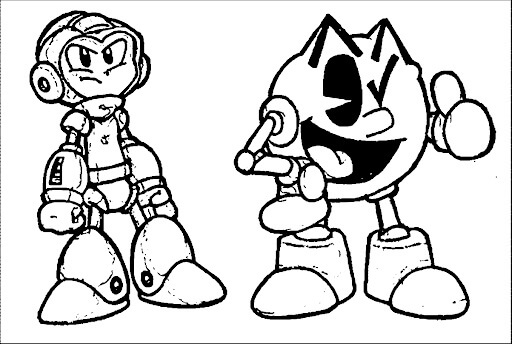 dibujo pacman y megaman para colorear