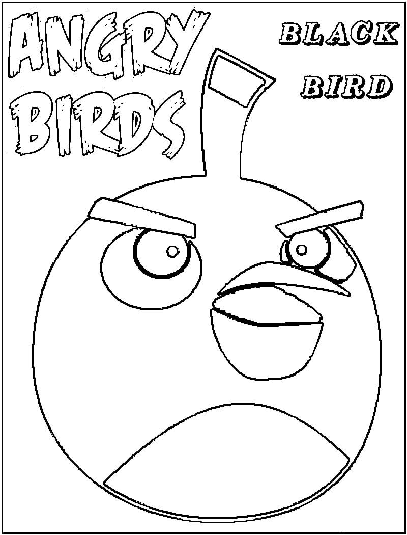 dibujo pajaro negro de angry birds para imprimir y colorear