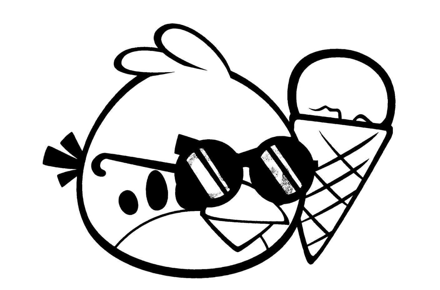 dibujo pajaros rojos frescos con helado para imprimir y colorear