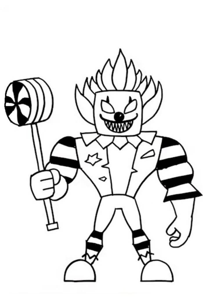 dibujo payaso roblox con pistola para colorear