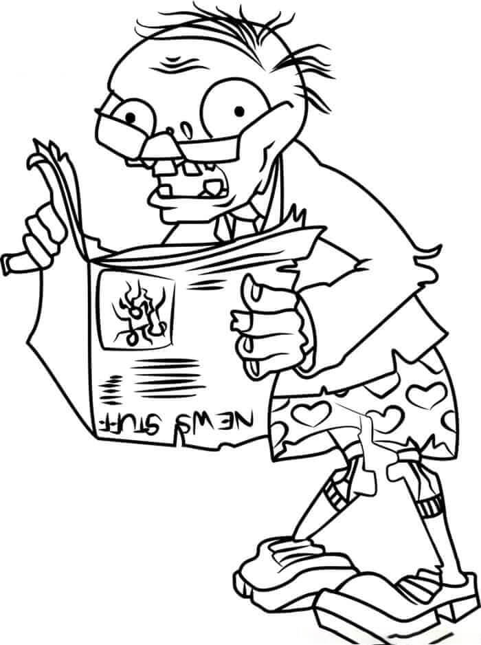 dibujo periodico zombie en plants vs zombies colorear