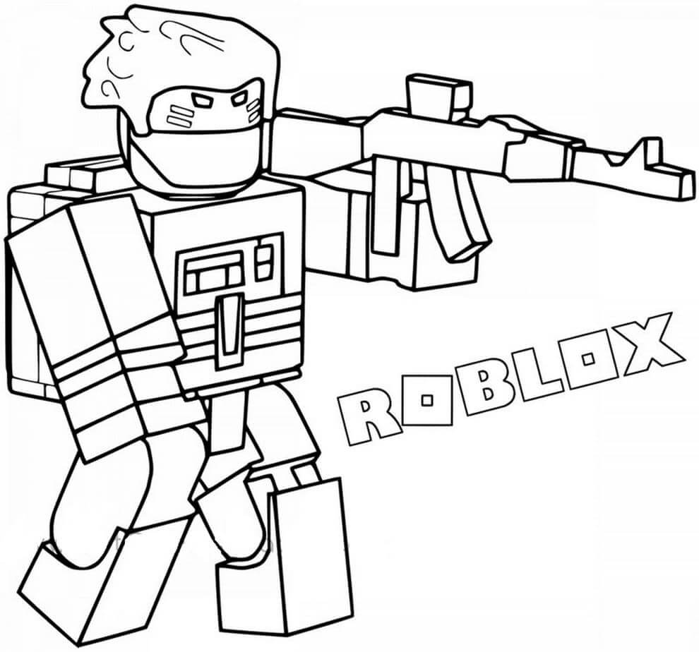 dibujo personaje roblox con pistola para colorear