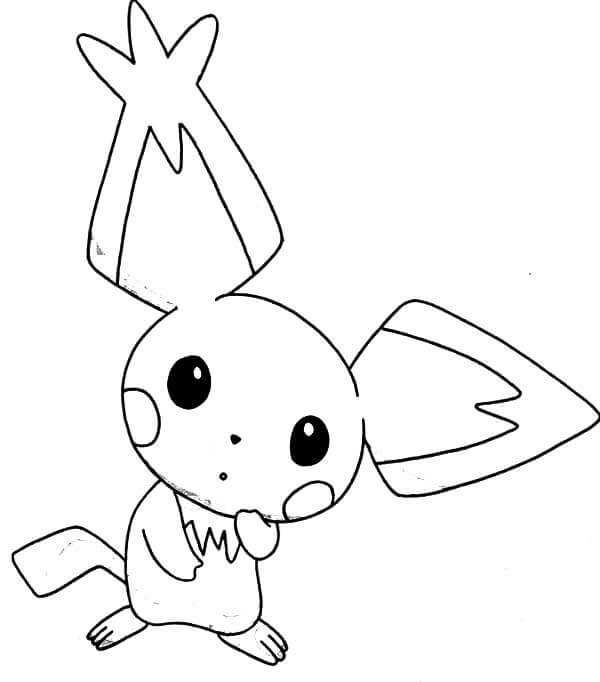 dibujo pichu de oreja puntiaguda se sorprende para colorear