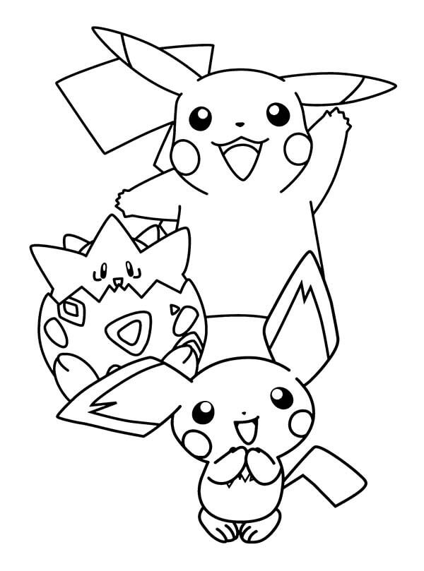 dibujo pichu y amigos para colorear