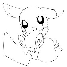 dibujo pichu y manzana para colorear
