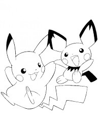 dibujo pichu y pikachu divertido para colorear