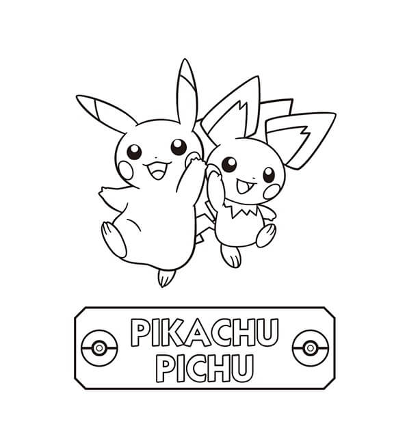 dibujo pichu y pikachu saltando para colorear