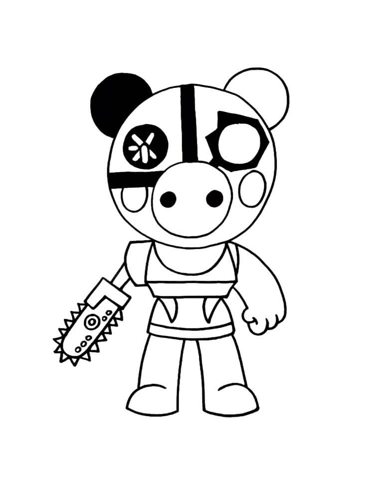 dibujo piggy roblox con pistola para colorear