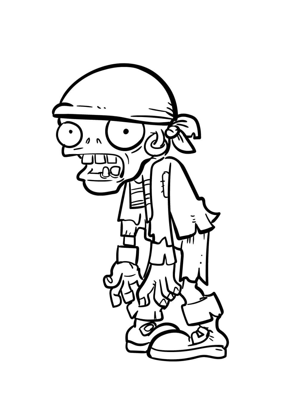dibujo pirata zombi en plants vs zombie colorear