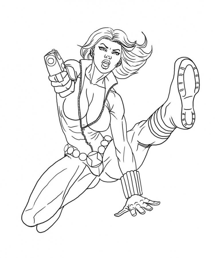 dibujo pistola de tiro viuda negra para imprimir y colorear 