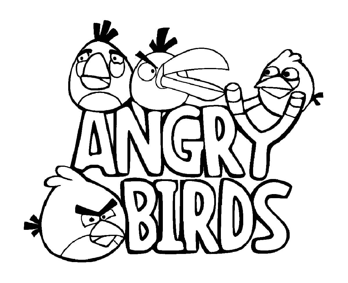 dibujo poster pajaro enojado para imprimir y colorear